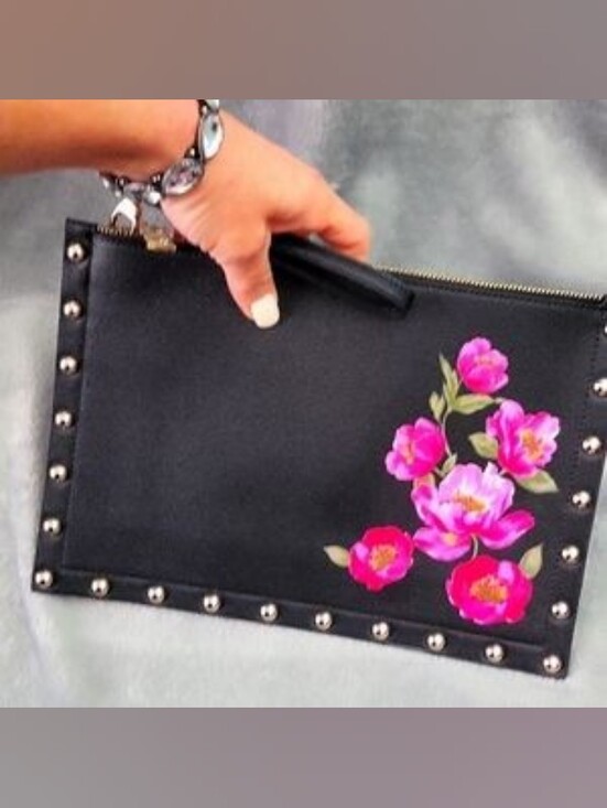 White House Black Market Handbags - WHBM Floral Studded Wristlet